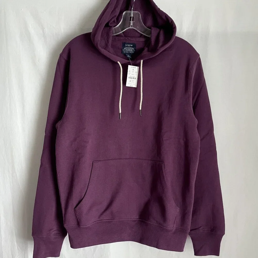 NWT J. Crew Mens Giza Fleece Hoodie Size S Purple Unisex